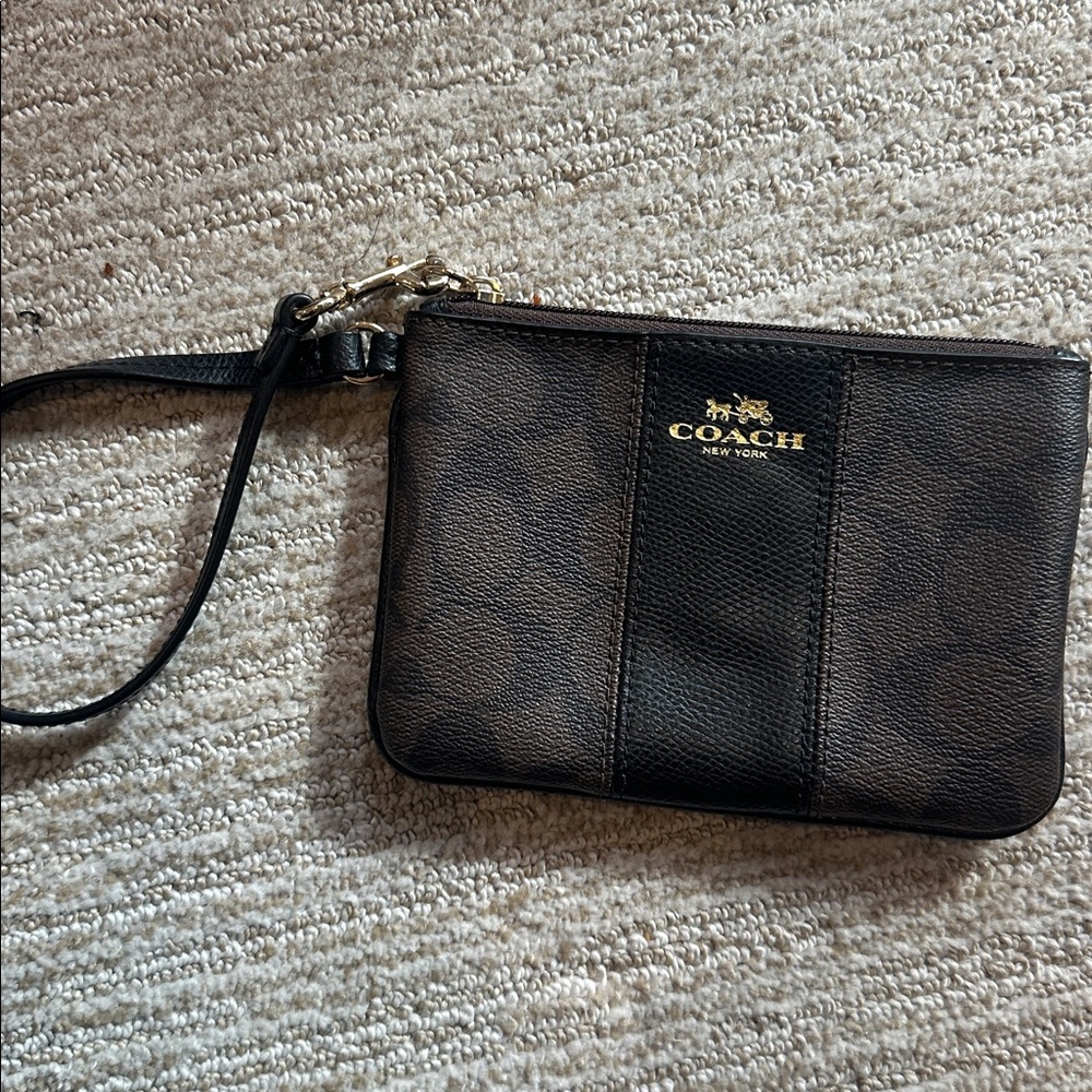 Coach Two-Tone Leather Wristlet